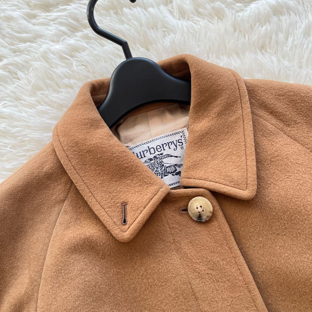 バーバリー　ステンカラーコート　ブラウン　カシミヤ　ウール　白タグ　ロングコート