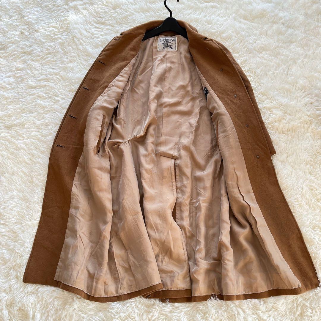 バーバリー　ステンカラーコート　ブラウン　カシミヤ　ウール　白タグ　ロングコート