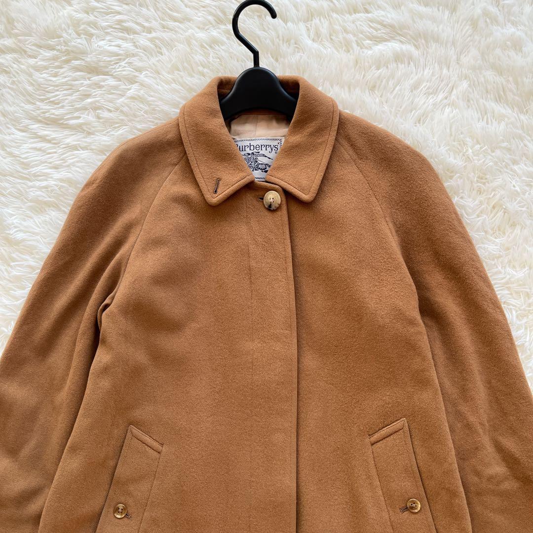 バーバリー　ステンカラーコート　ブラウン　カシミヤ　ウール　白タグ　ロングコート