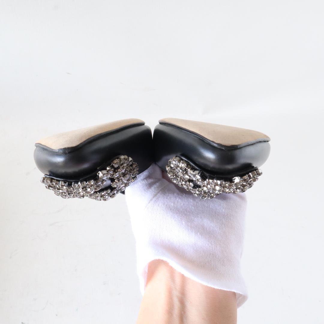 箱/袋付ほぼ未使用マノロブラニク ハンギシ フラット 35 カーフ 黒 22cm