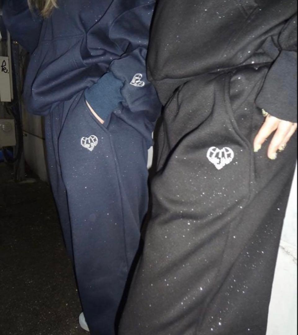 HTH フード付きスウェットパーカーセットアップ ブラック