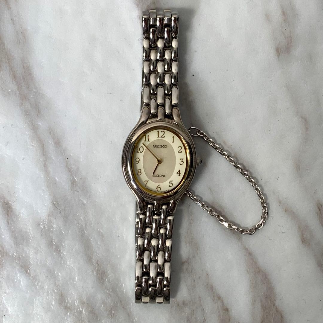 vintage 美品 SEIKO EXCELINE シェル文字盤 コンビ 日本製