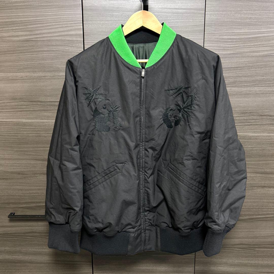 オーバーコート リバーシブルスタジアムジャケット 24SS 刺繍 ブラック M0