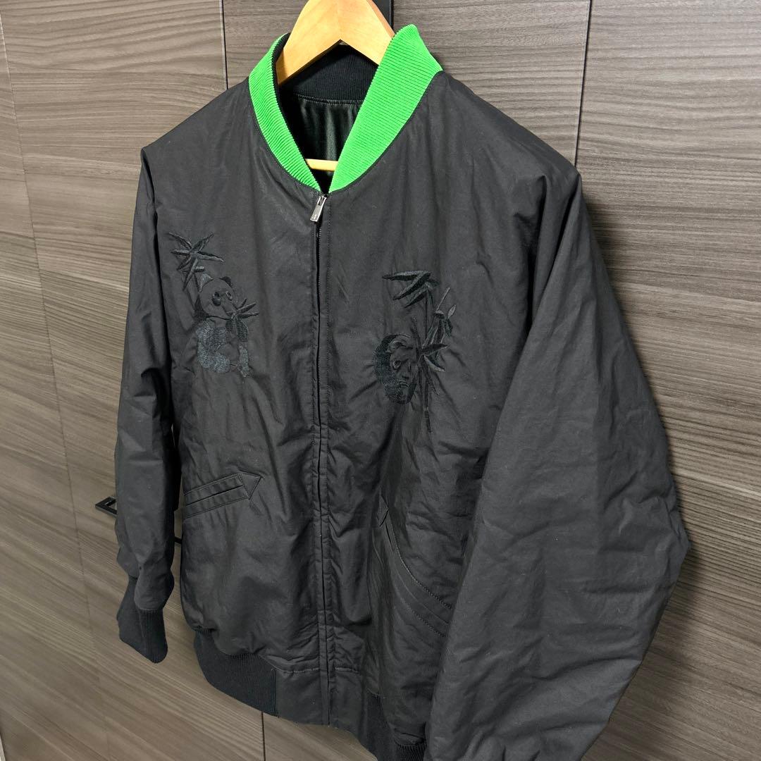 オーバーコート リバーシブルスタジアムジャケット 24SS 刺繍 ブラック M0