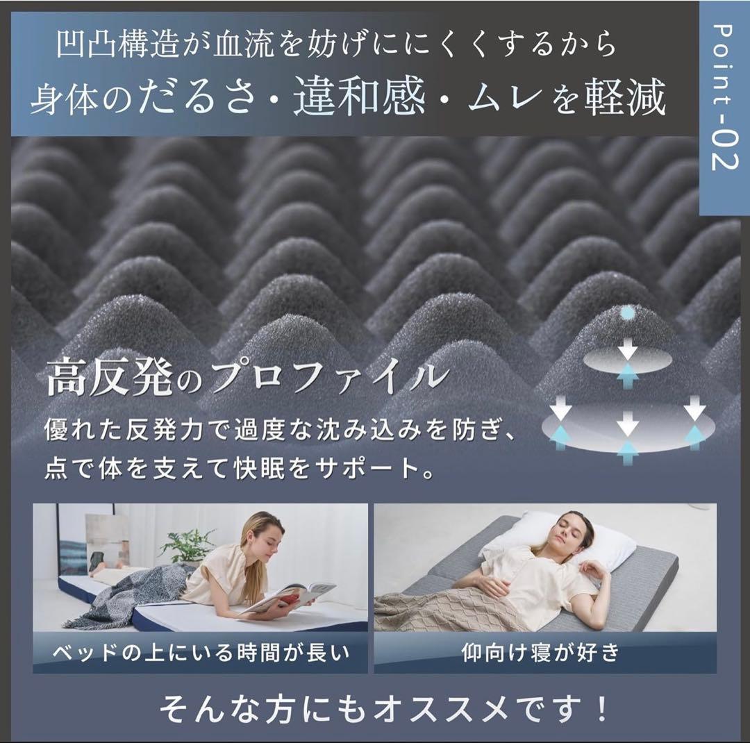 GOKUMIN 三つ折りマットレス 高反発10cm 竹炭配合 抗菌防臭