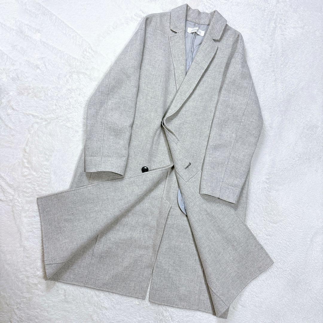 GALERIE VIE ウールカシミヤ ライトメルトン チェスターコート グレー