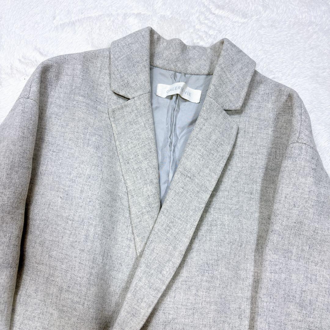 GALERIE VIE ウールカシミヤ ライトメルトン チェスターコート グレー