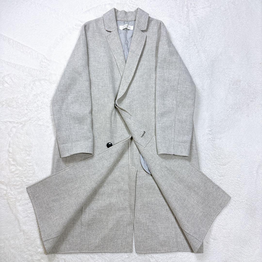 GALERIE VIE ウールカシミヤ ライトメルトン チェスターコート グレー