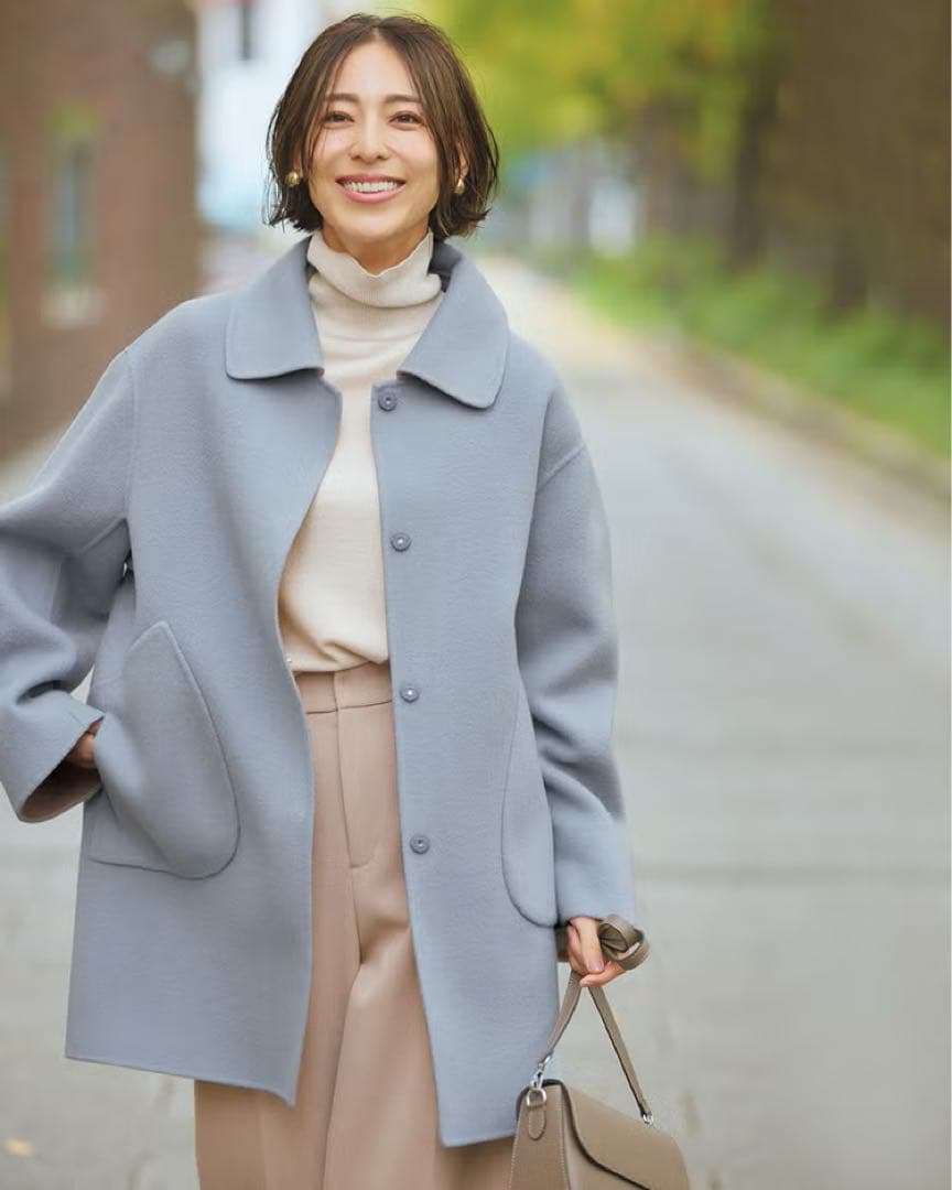 DoCLASSE カシミヤ混ウールリバー・コート