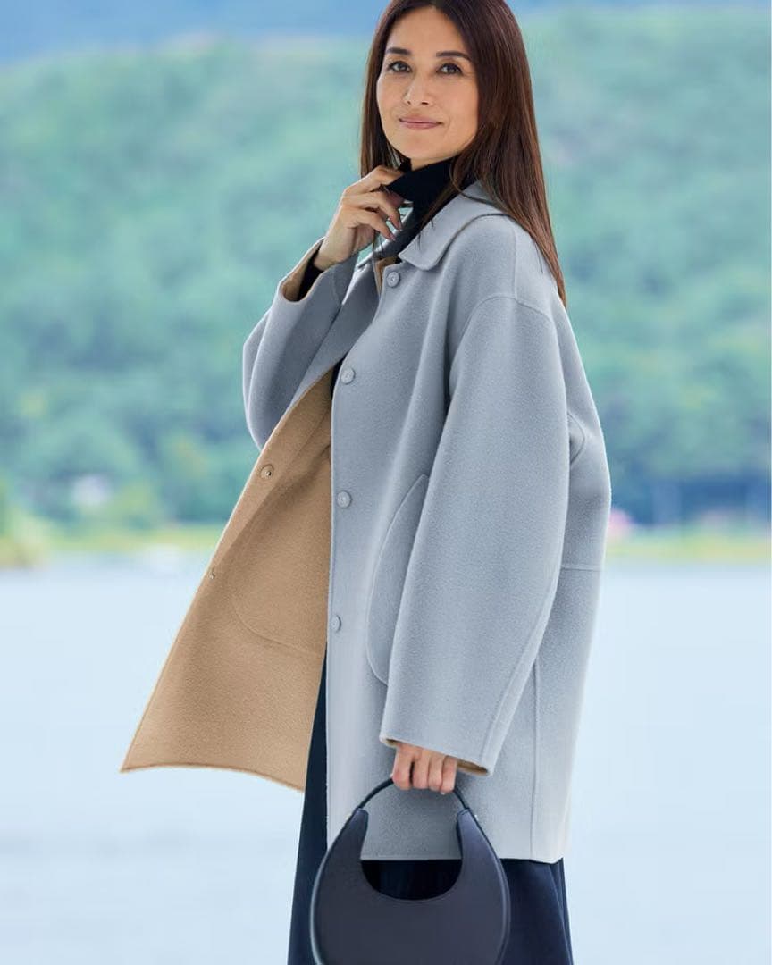 DoCLASSE カシミヤ混ウールリバー・コート