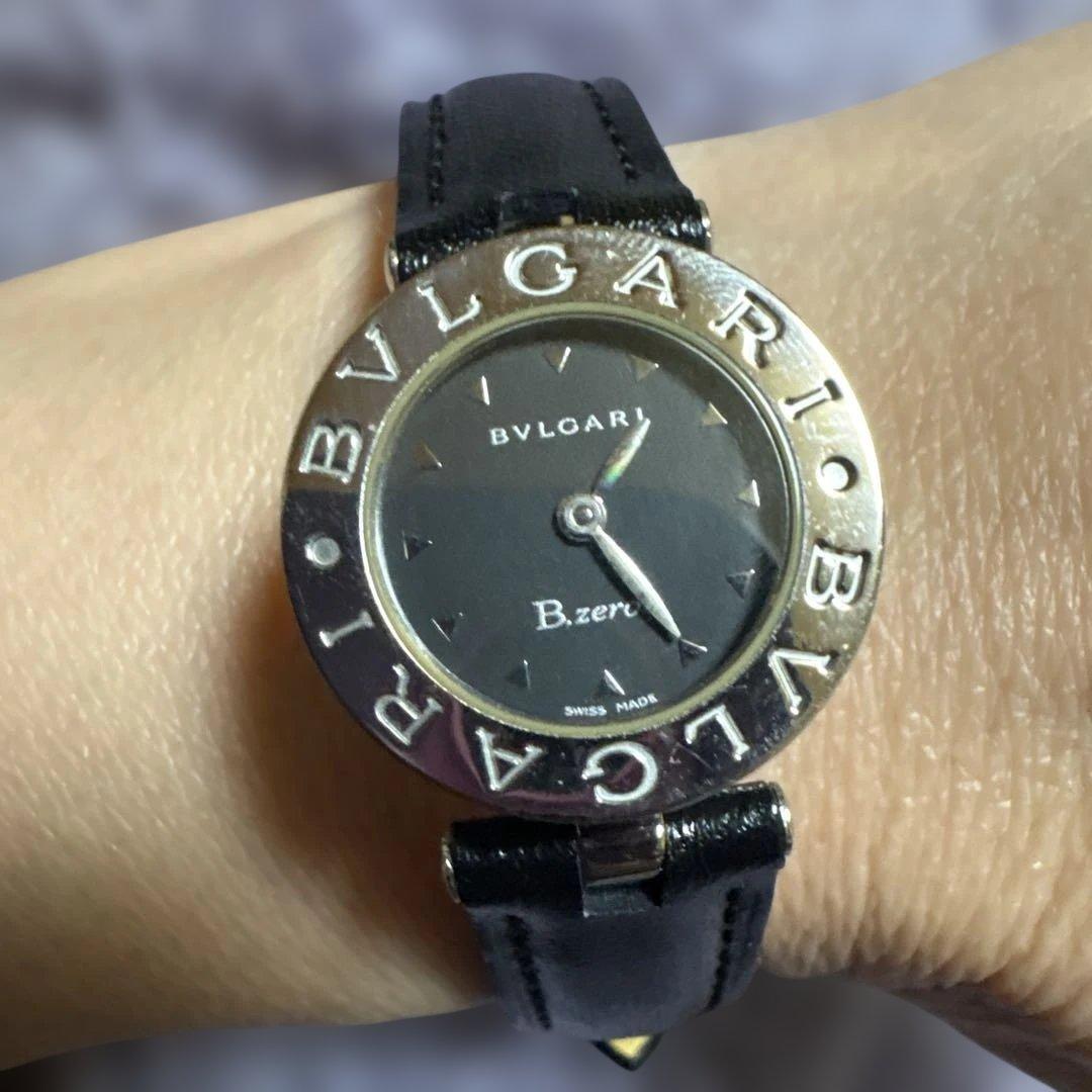 BVLGARI B.zero1 ブラックレザー腕時計　レディース　稼働品