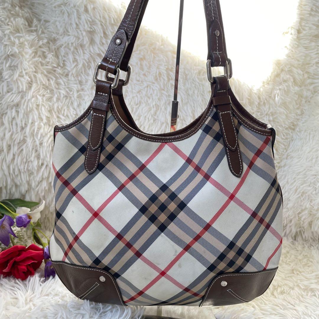 BURBERRY BLUE LABELバーバリーノバチェックトートバッグ肩掛け可