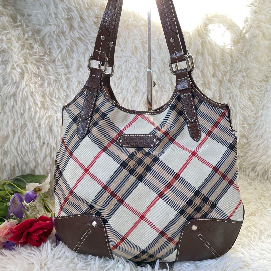 BURBERRY BLUE LABELバーバリーノバチェックトートバッグ肩掛け可