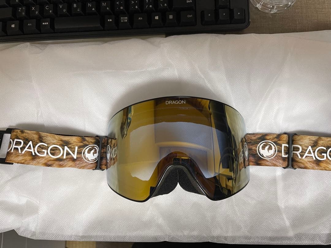 DRAGON フレームレス ゴールドゴーグル ケース付き