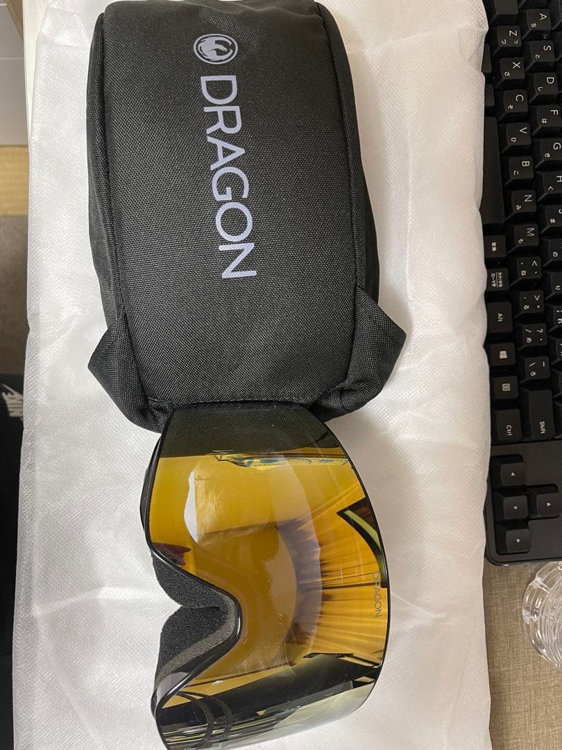 DRAGON フレームレス ゴールドゴーグル ケース付き