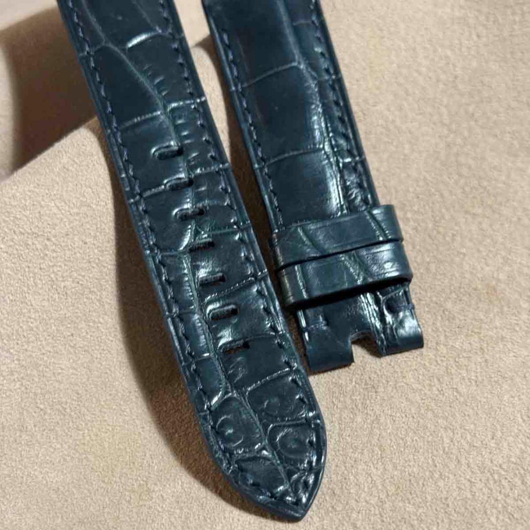 cro-1825 クロコダイル 腕時計ベルト ブルーグレー ラグ幅22mm