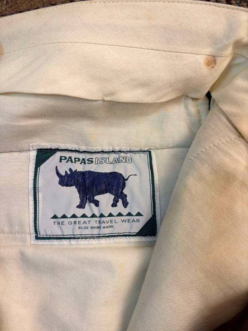 90s PAPAS パパス 2タック ウールパンツ ブラウンチェック W34