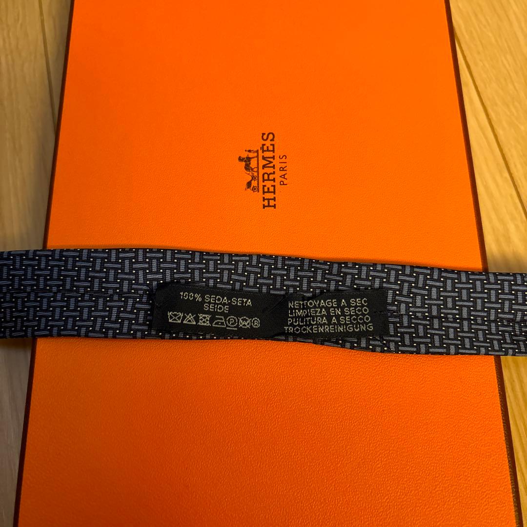 HERMES ネクタイ ブルー系(H柄) #美品
