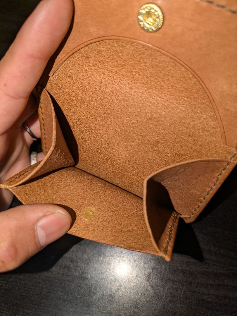 イタリアンレザー マネークリップ式 コンパクト財布 本革 総手縫い ハンドメイド