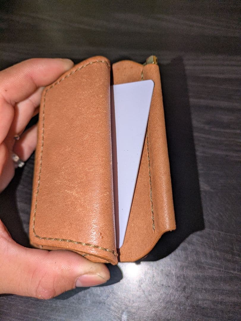 イタリアンレザー マネークリップ式 コンパクト財布 本革 総手縫い ハンドメイド