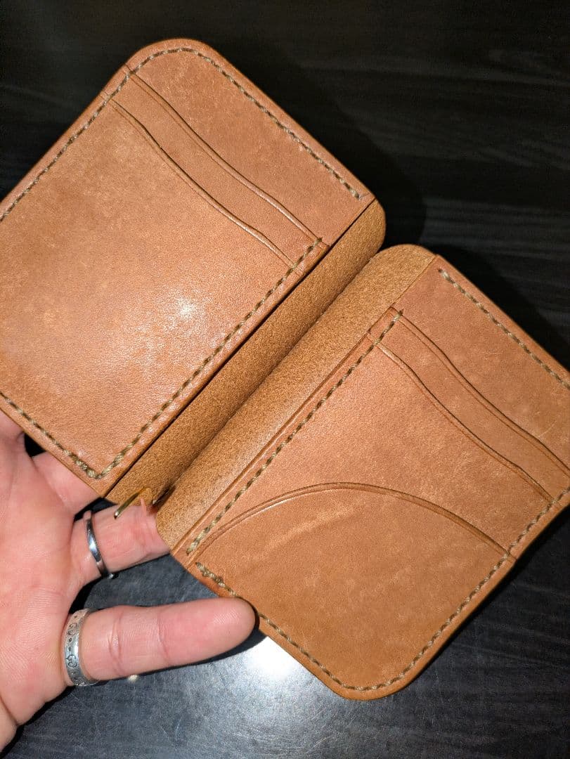 イタリアンレザー マネークリップ式 コンパクト財布 本革 総手縫い ハンドメイド