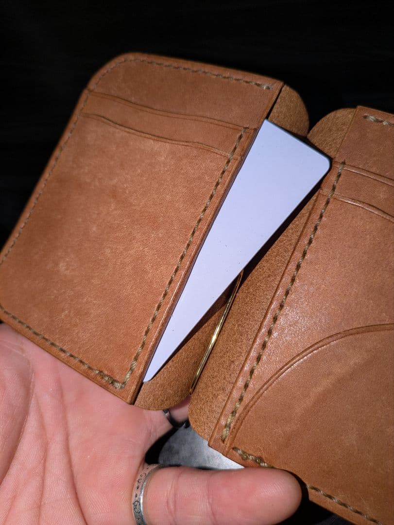 イタリアンレザー マネークリップ式 コンパクト財布 本革 総手縫い ハンドメイド