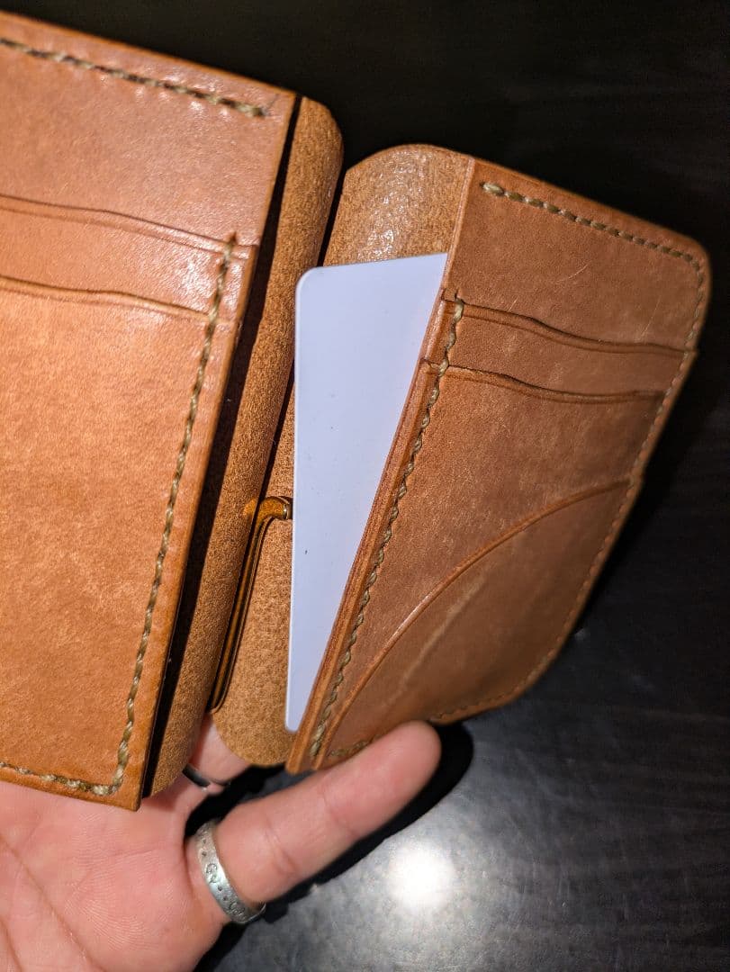 イタリアンレザー マネークリップ式 コンパクト財布 本革 総手縫い ハンドメイド