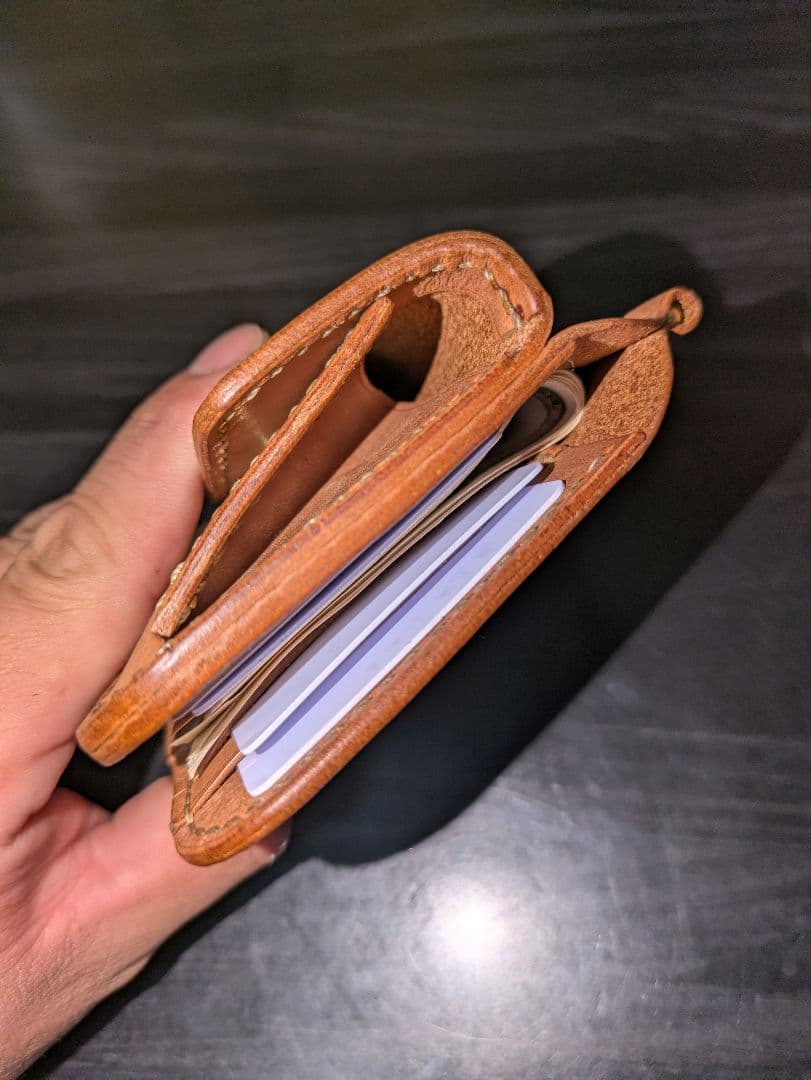 イタリアンレザー マネークリップ式 コンパクト財布 本革 総手縫い ハンドメイド