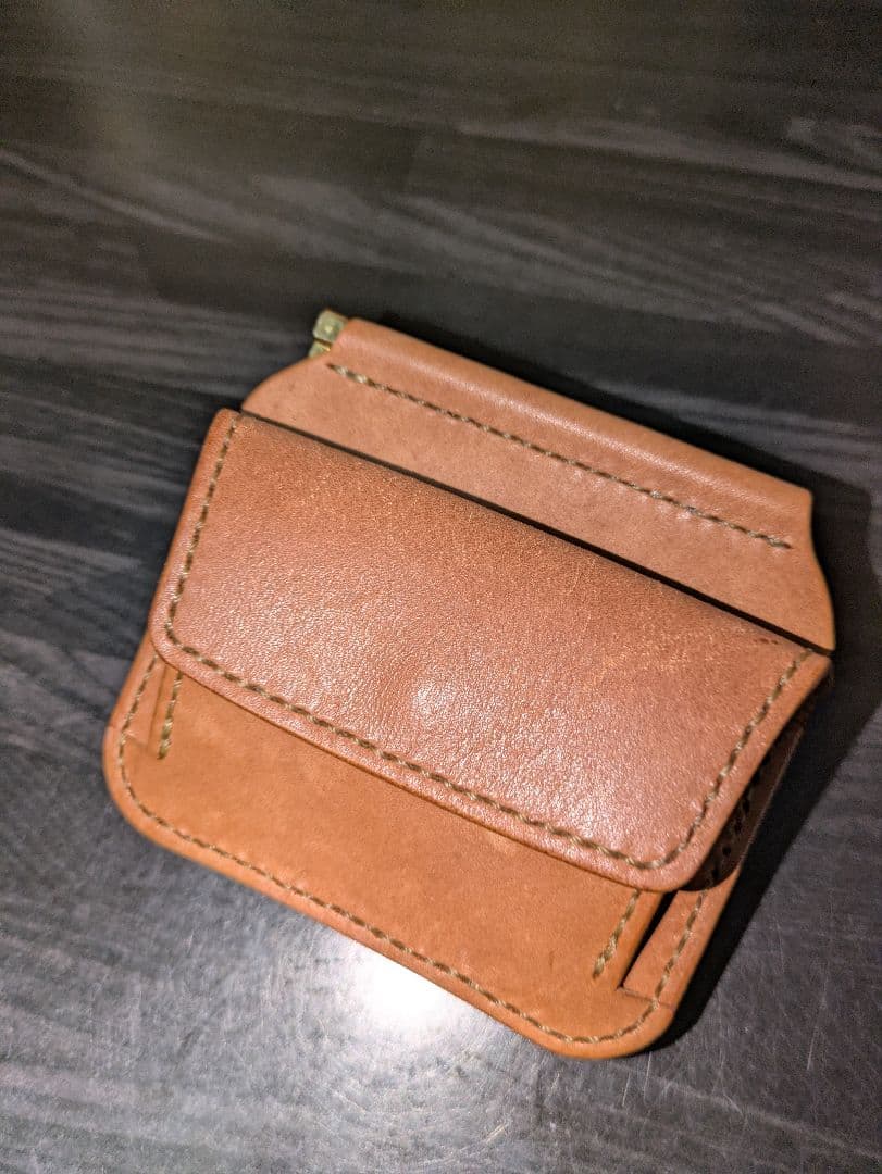イタリアンレザー マネークリップ式 コンパクト財布 本革 総手縫い ハンドメイド