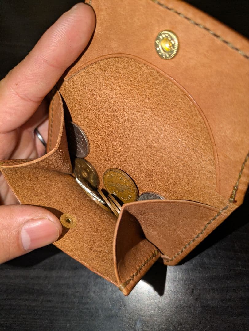 イタリアンレザー マネークリップ式 コンパクト財布 本革 総手縫い ハンドメイド