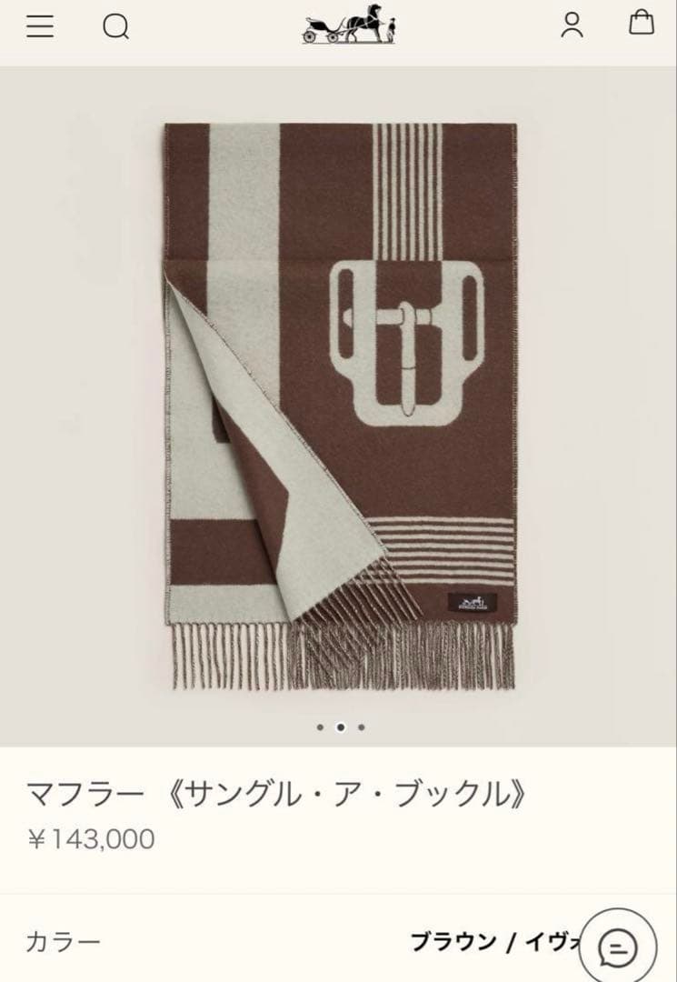 エルメス☆カシミヤマフラー 【サングル・ア・ブックル】美品