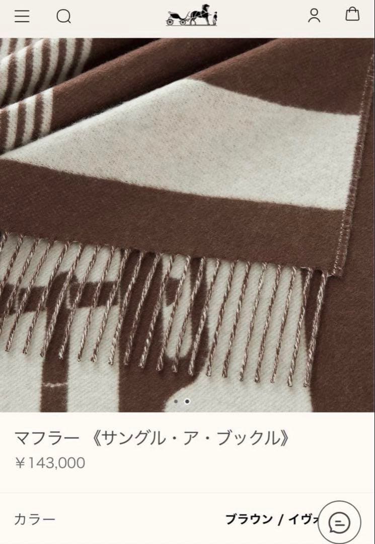 エルメス☆カシミヤマフラー 【サングル・ア・ブックル】美品