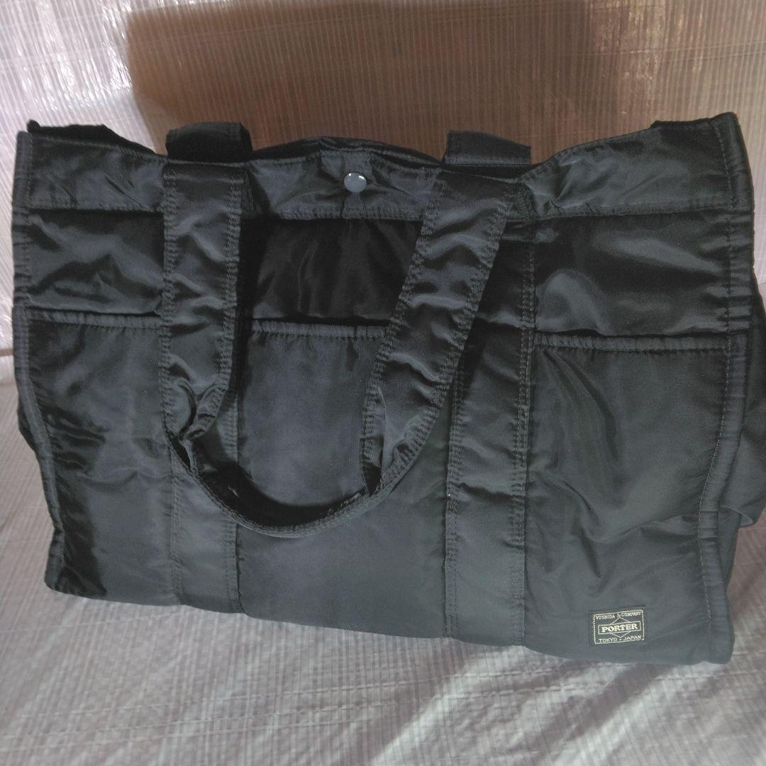 PORTER トートバッグ 黒　内部オレンジ色