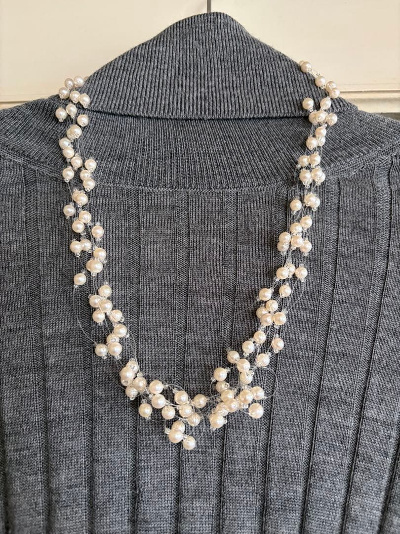 三越 真珠 WINKパール ワイヤー編み ネックレス シルバー金具 53㎝