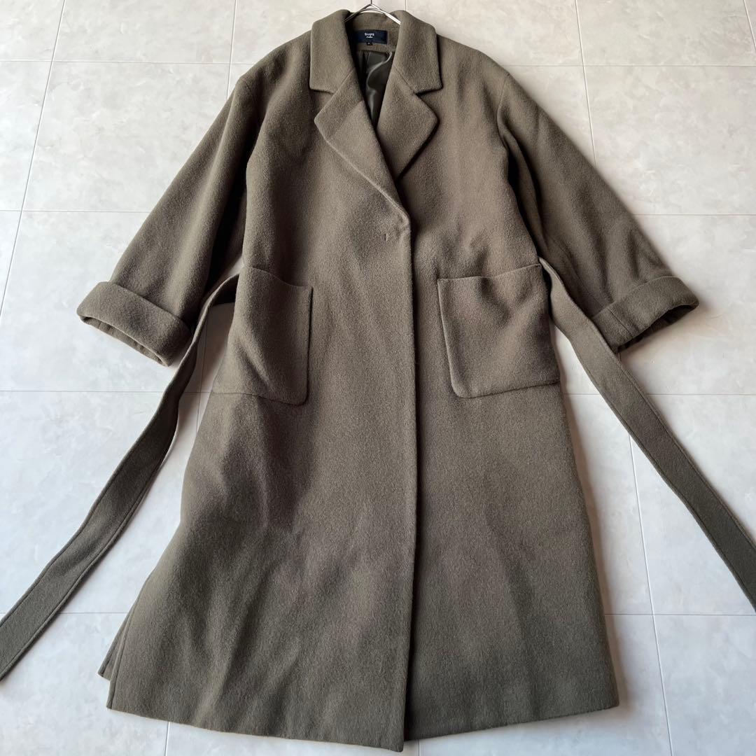 SHIPS Colors シップス カラーズ ウール ベルテッドコート グレーM