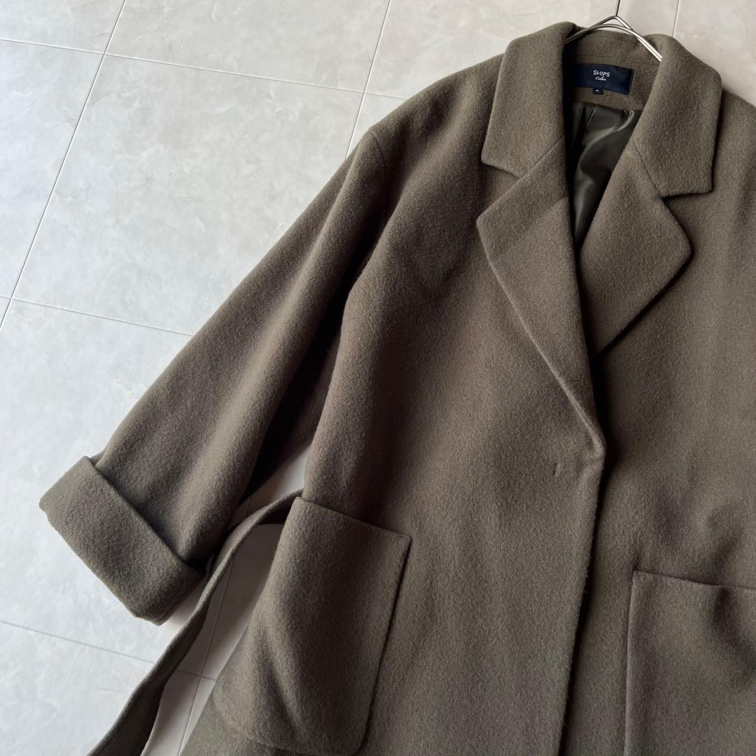 SHIPS Colors シップス カラーズ ウール ベルテッドコート グレーM