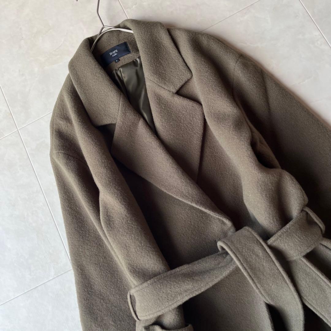 SHIPS Colors シップス カラーズ ウール ベルテッドコート グレーM