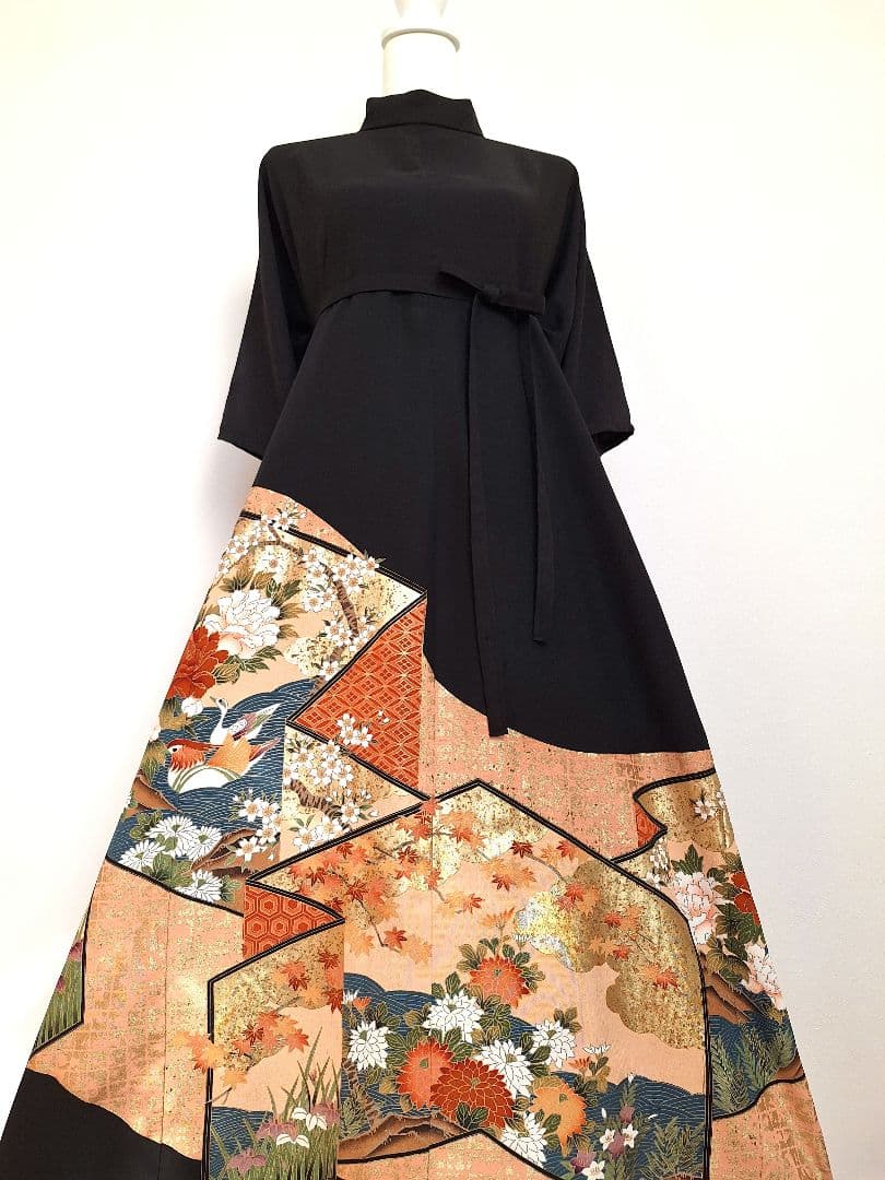 着物リメイクワンピース3638