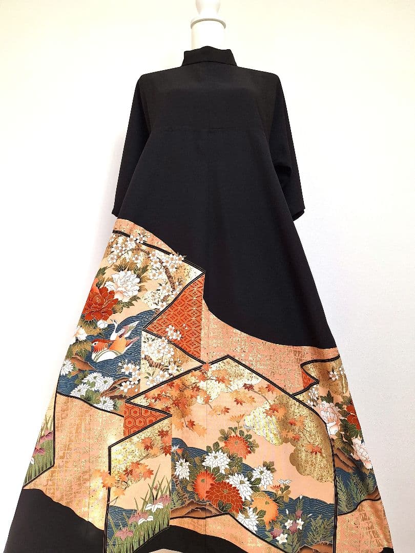 着物リメイクワンピース3638