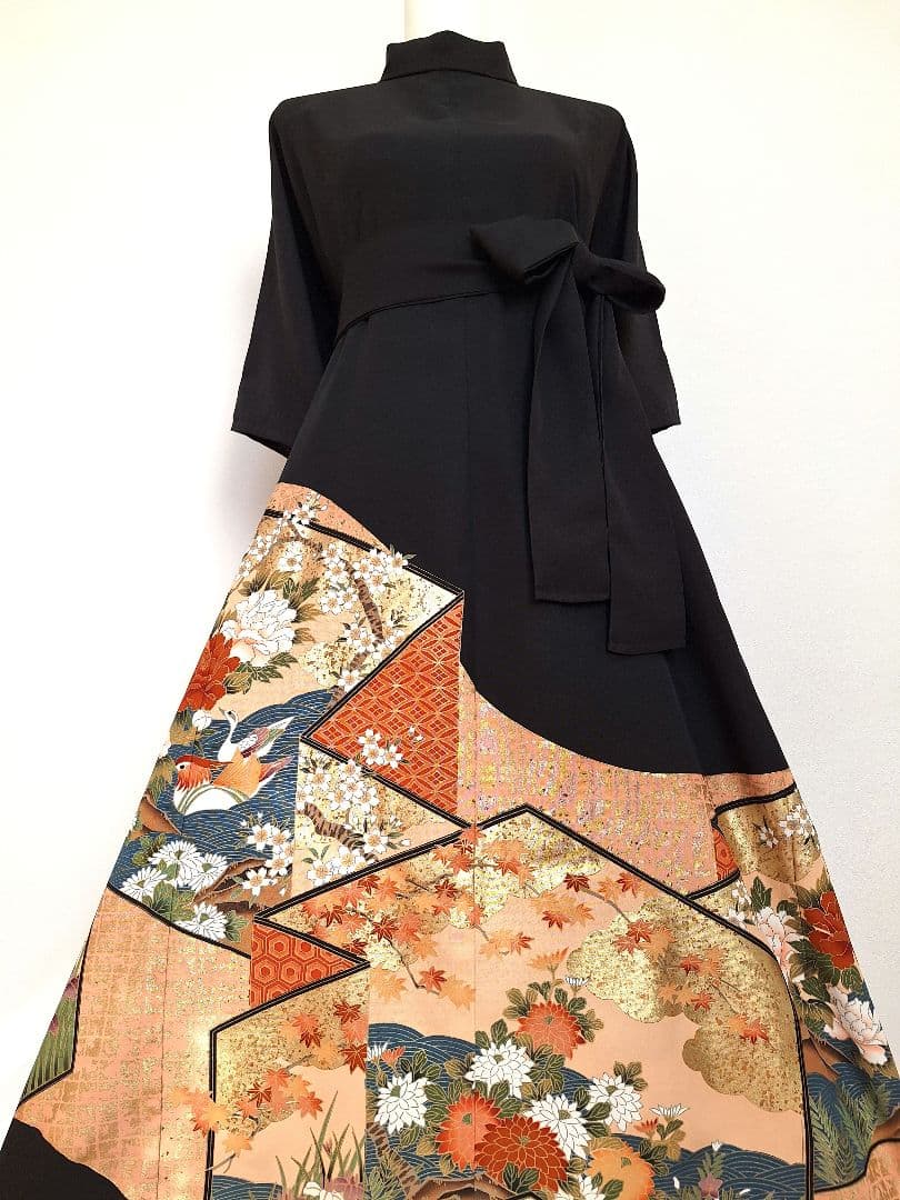 着物リメイクワンピース3638