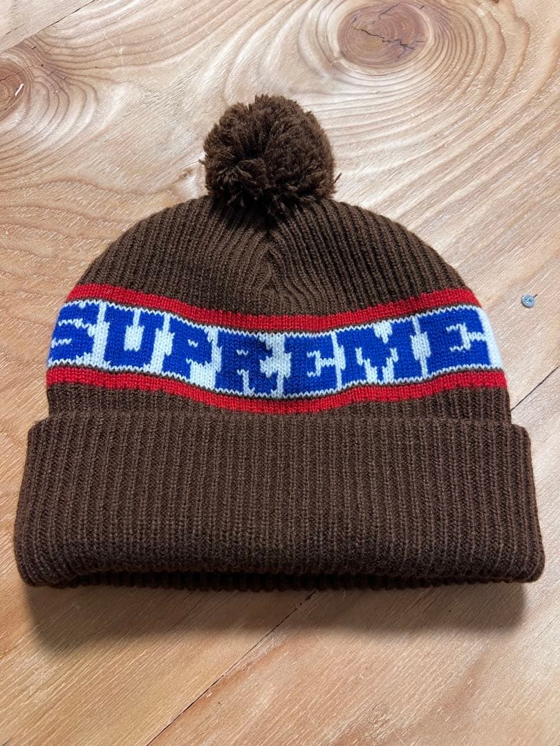 Supreme ブラウン ニット帽 ポンポン付き