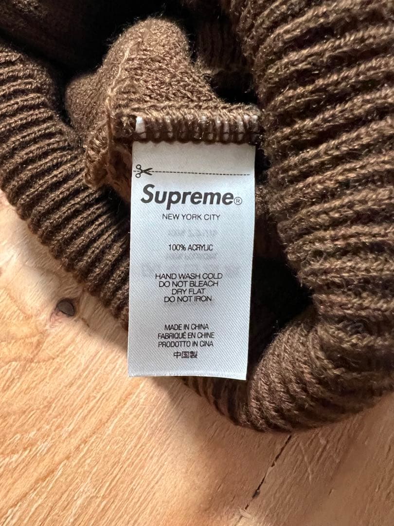Supreme ブラウン ニット帽 ポンポン付き