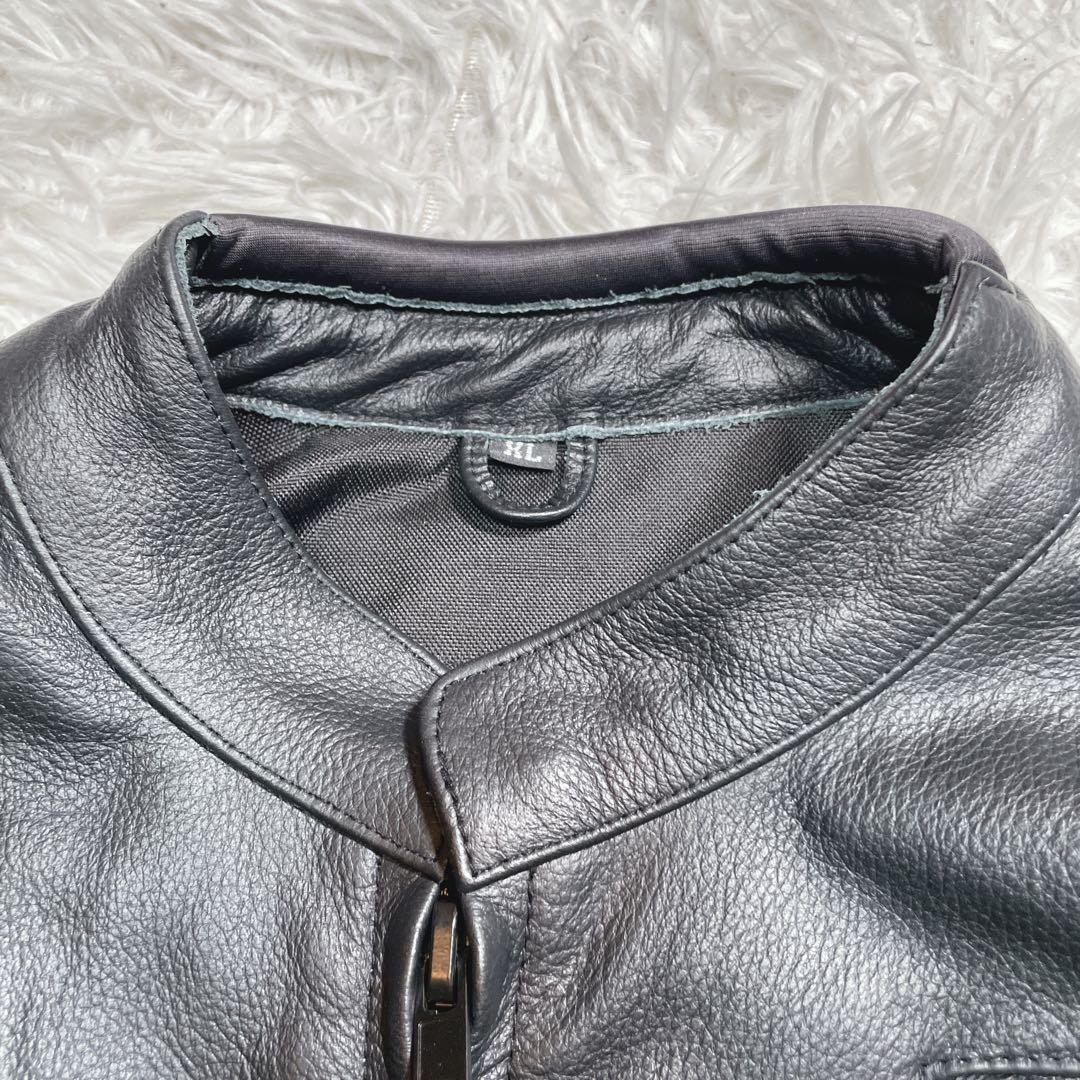 極美品　ライダースジャケット　本革　レザー　ブラック　黒　XL パッド入り