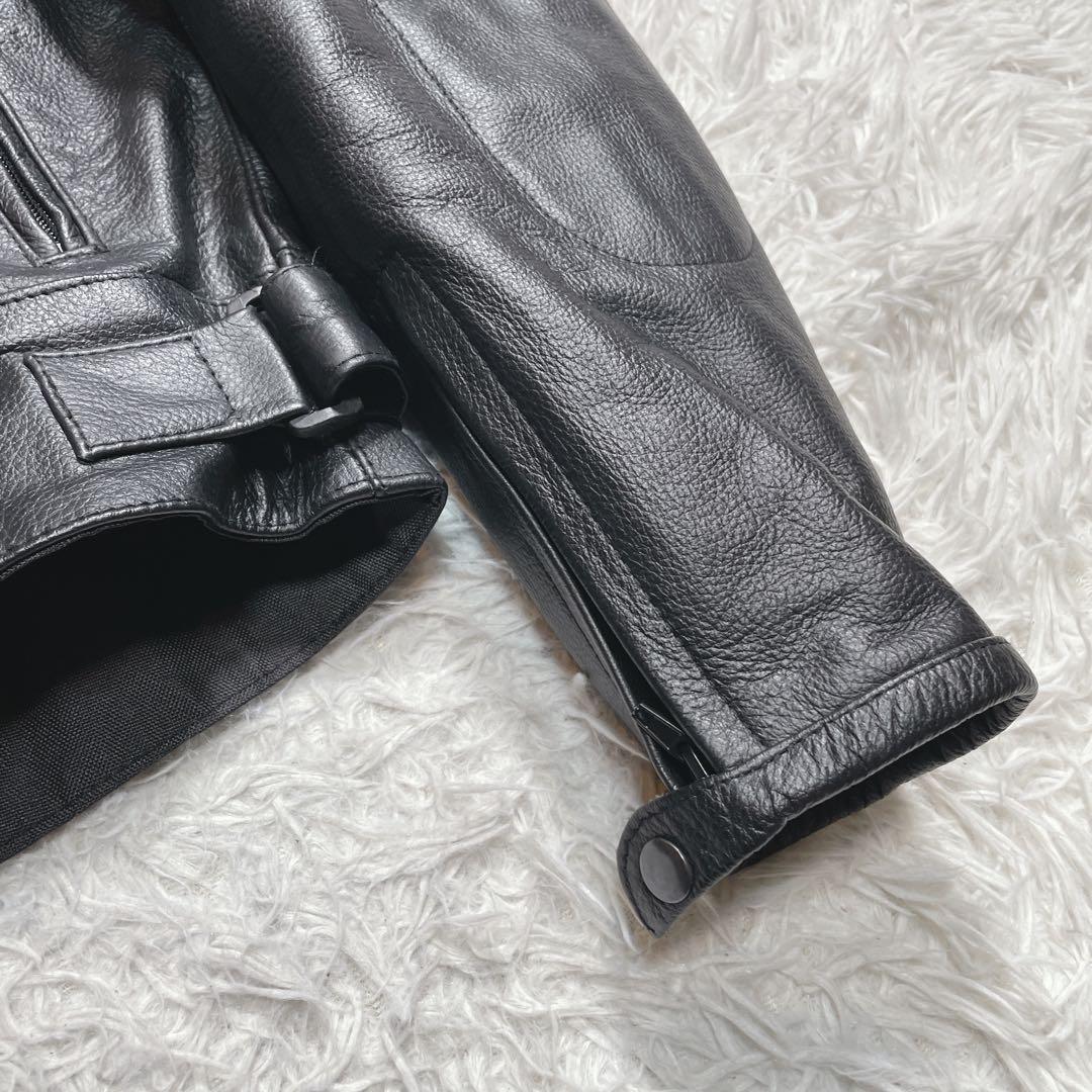 極美品　ライダースジャケット　本革　レザー　ブラック　黒　XL パッド入り