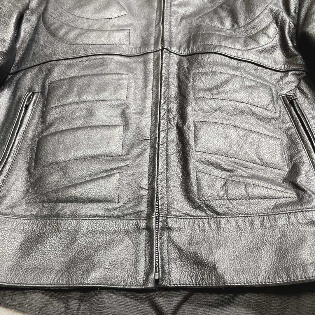 極美品　ライダースジャケット　本革　レザー　ブラック　黒　XL パッド入り