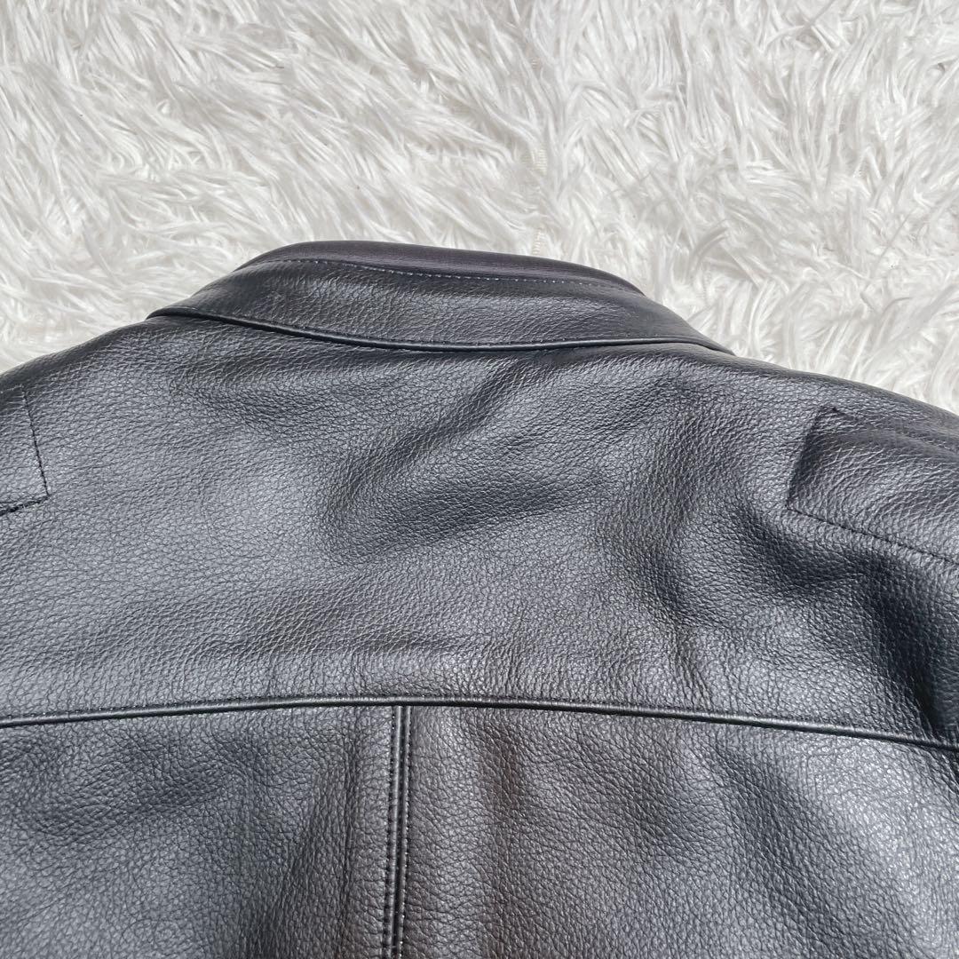極美品　ライダースジャケット　本革　レザー　ブラック　黒　XL パッド入り