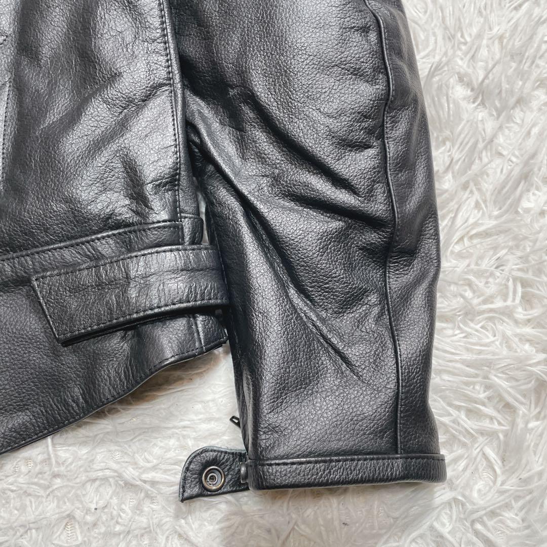 極美品　ライダースジャケット　本革　レザー　ブラック　黒　XL パッド入り