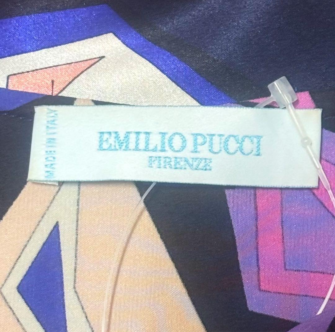 【美品】 エミリオプッチ シルク100% トップスS-M 幾何学柄 リボン