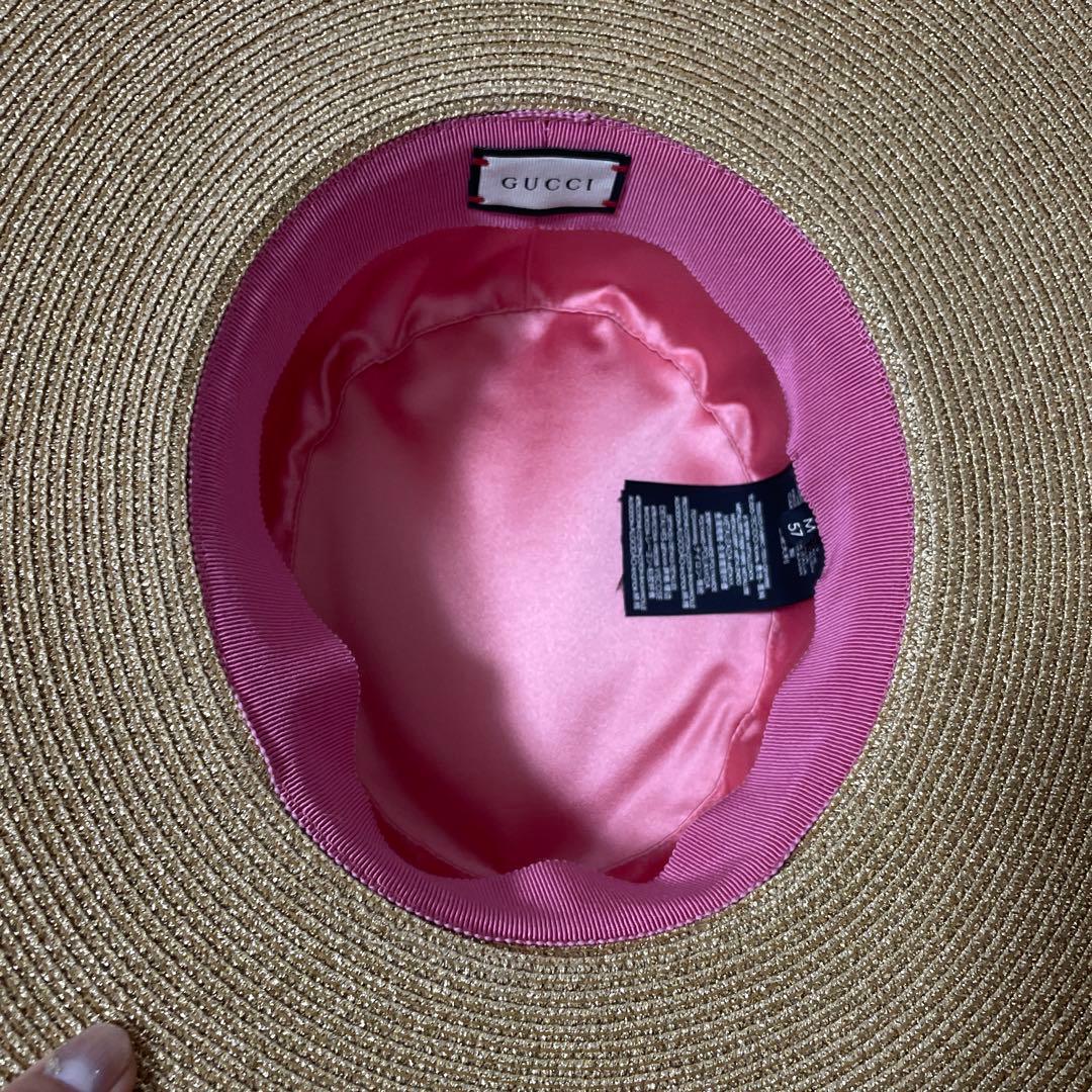 GUCCI ビーズ刺繍蜂モチーフ 麦わら帽子 2回着用超美品