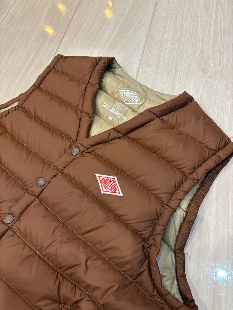 お値下げ)DANTON ブラウン ダウンベスト　36